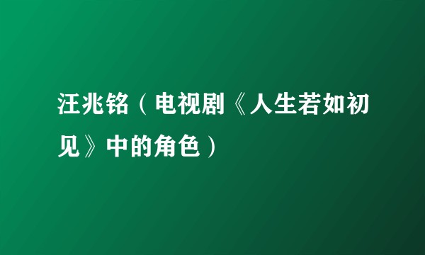 汪兆铭（电视剧《人生若如初见》中的角色）