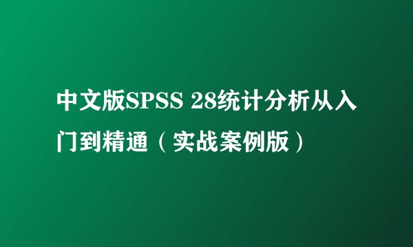 中文版SPSS 28统计分析从入门到精通（实战案例版）