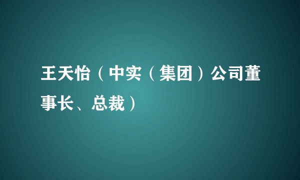 王天怡（中实（集团）公司董事长、总裁）