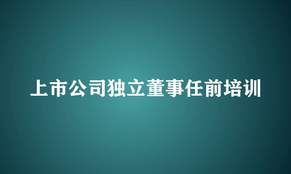 上市公司独立董事任前培训