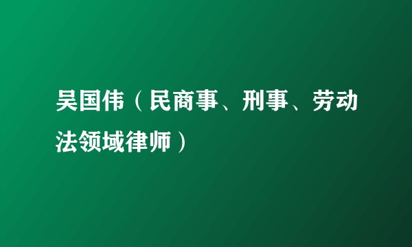 吴国伟（民商事、刑事、劳动法领域律师）