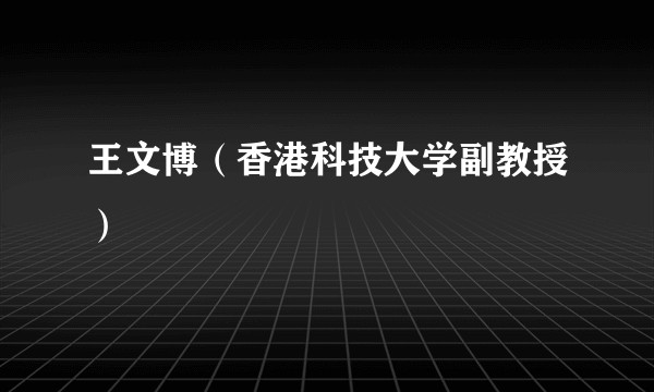 王文博（香港科技大学副教授）