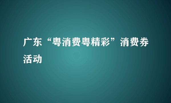广东“粤消费粤精彩”消费券活动