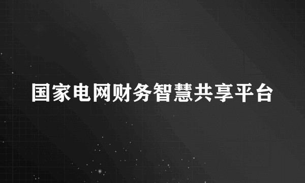 国家电网财务智慧共享平台