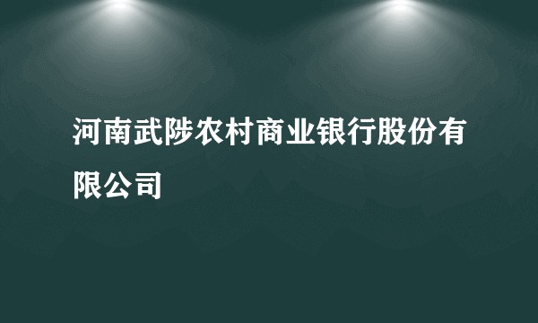 河南武陟农村商业银行股份有限公司