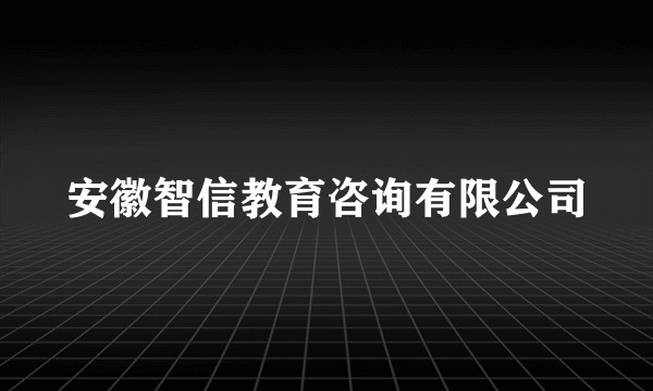 安徽智信教育咨询有限公司