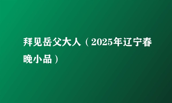 拜见岳父大人（2025年辽宁春晚小品）
