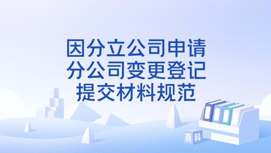 因分立公司申请分公司变更登记提交材料规范