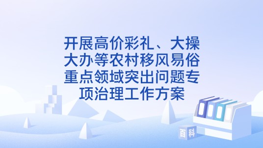 开展高价彩礼、大操大办等农村移风易俗重点领域突出问题专项治理工作方案