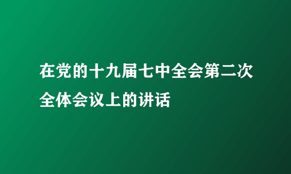 在党的十九届七中全会第二次全体会议上的讲话