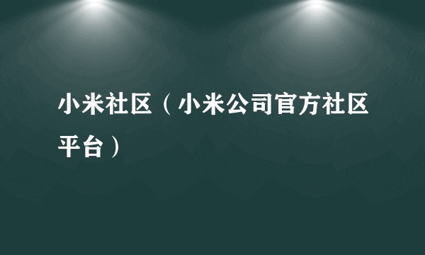 小米社区（小米公司官方社区平台）