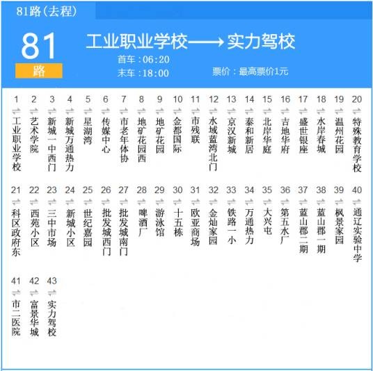 通辽公交81路