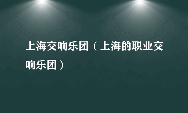 上海交响乐团（上海的职业交响乐团）