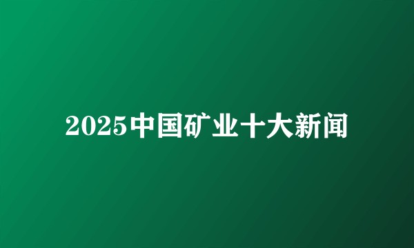 2025中国矿业十大新闻