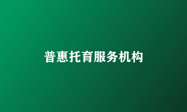 普惠托育服务机构