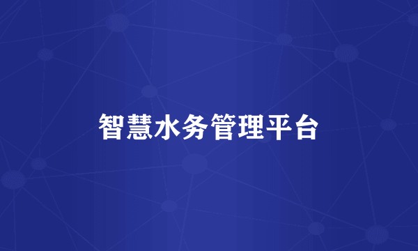 智慧水务管理平台
