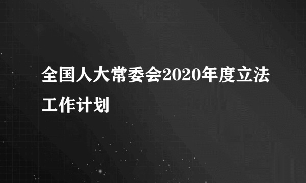 全国人大常委会2020年度立法工作计划
