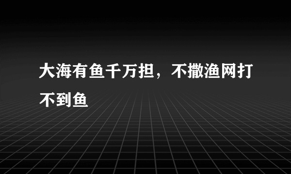 大海有鱼千万担，不撒渔网打不到鱼