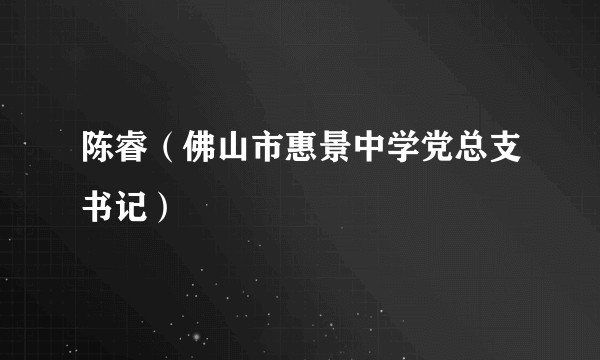 陈睿（佛山市惠景中学党总支书记）