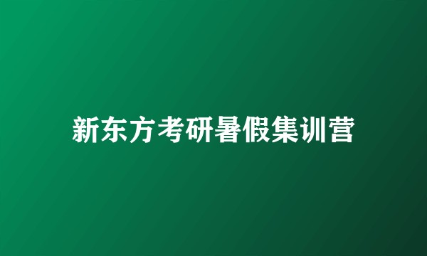 新东方考研暑假集训营