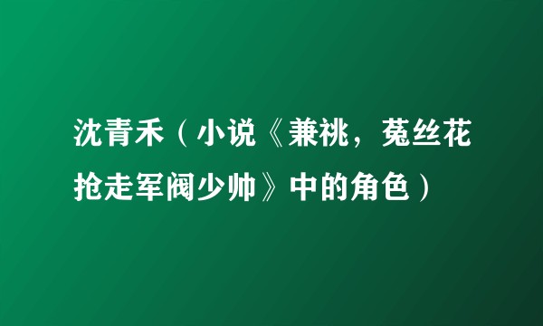 沈青禾（小说《兼祧，菟丝花抢走军阀少帅》中的角色）
