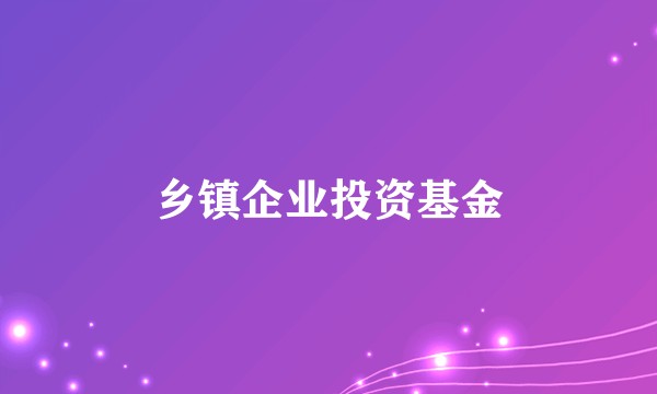 乡镇企业投资基金