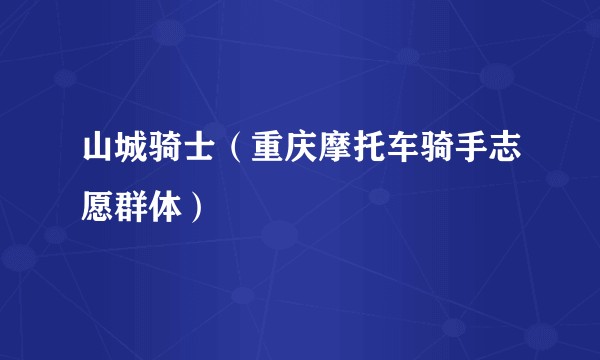 山城骑士（重庆摩托车骑手志愿群体）