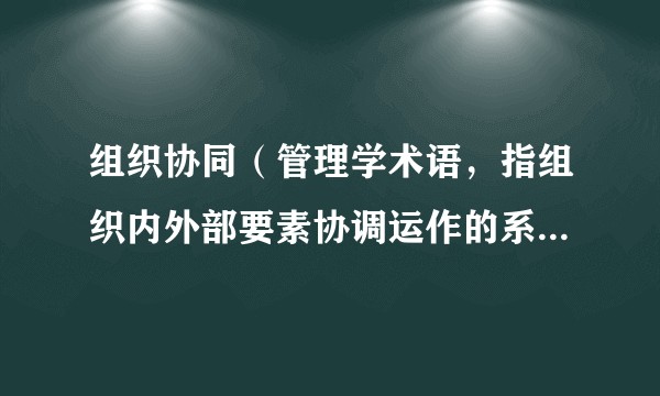 组织协同（管理学术语，指组织内外部要素协调运作的系统化过程）