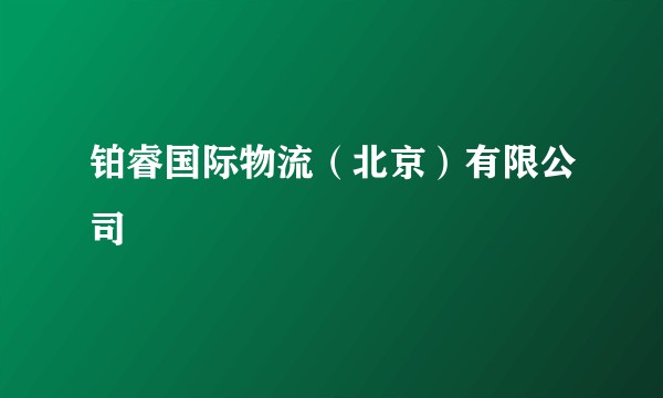 铂睿国际物流（北京）有限公司